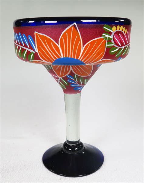 Mexican Margarita Glass 15oz Hand Painted POP Red Designs