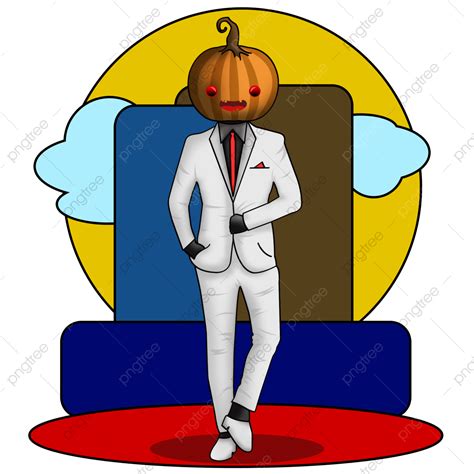 Pumpkin Head White Transparent, Pumpkin Head With White Tuxedo Cartoon ...