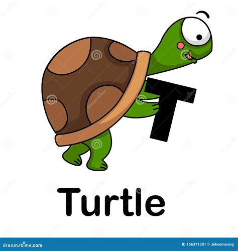 Alfabet Letter t-turtle vector illustratie. Illustration of kleurrijk - 156371381