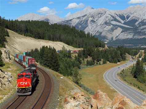 Railpictures.ca - RLHH3403 Photo: An ex-BNSF C40-8W leads train 119 through scenic Jasper ...