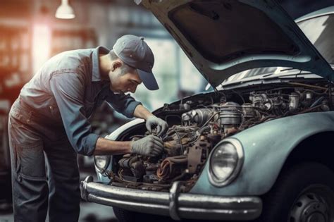 Premium Photo | Focused mechanic repairing car