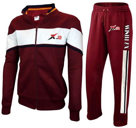 Mens Athletic Activewear Color Full Zip Fleece Tracksuit Jogging ...