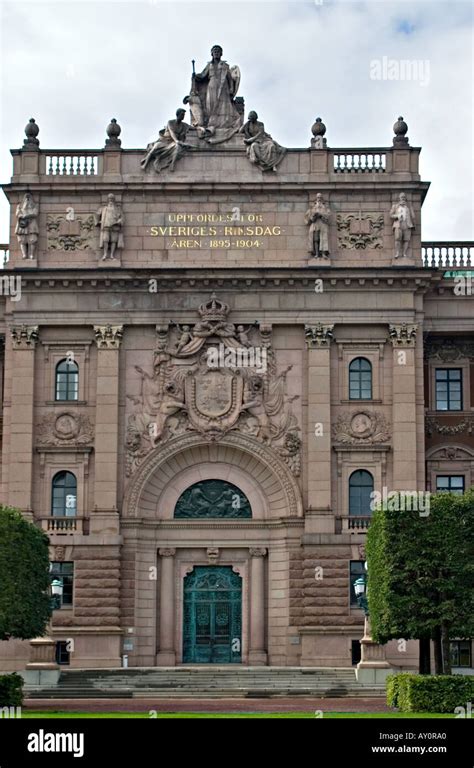 Main entrance to Riksdag building, Stockholm, Sweden Stock Photo - Alamy