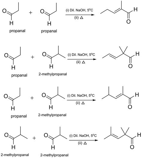 When propanal reacts with 2 methylpropanal in presence of NaOH, four ...