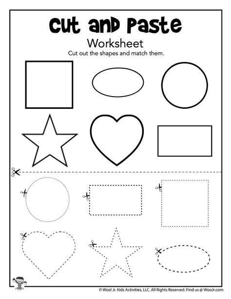 Cut and Paste Matching Shapes Worksheet | Woo! Jr. Kids Activities Shape Worksheets For ...