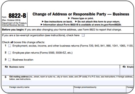 Printable Irs Form 8822 B - Printable Forms Free Online