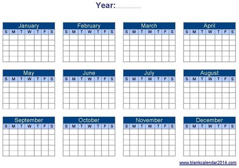 Incredible Year Calendar Template Blank | Yearly calendar template ...