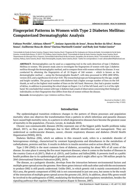 (PDF) Fingerprint Patterns in Women with Type 2 Diabetes Mellitus ...