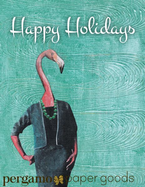 Illustrated Animal Holiday Cards - Flamingo Holiday Card Set – Pergamo ...