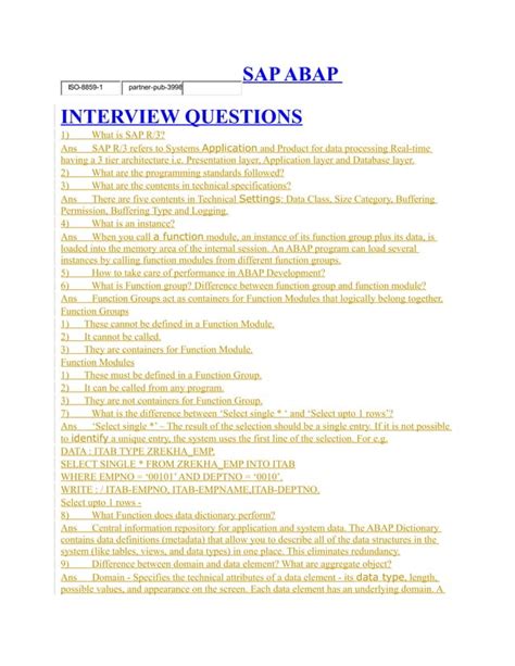 Sap abap interview questions | PDF