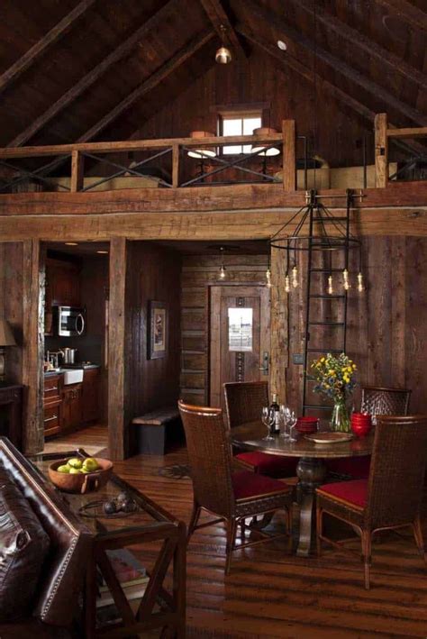 Bridger Mountains Rustic Barn Cabin - interior - Homedit