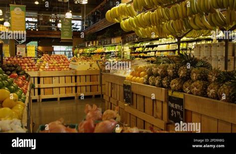 Organic Fruit and Vegetables Produce Section in Grocery Store Stock ...