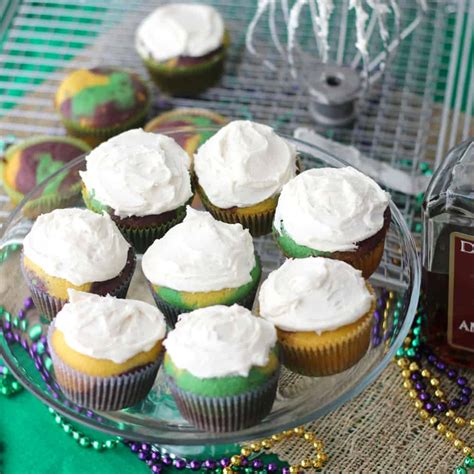 Boozy Mardi Gras Cupcakes