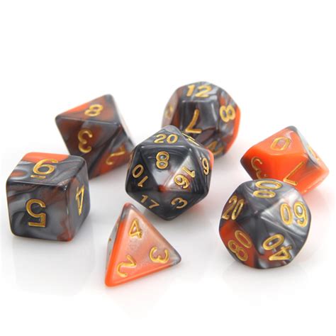 Die Hard Dice - Die Hard: Poly RPG Dice Set: Silver/Orange Alloy #DHD ...