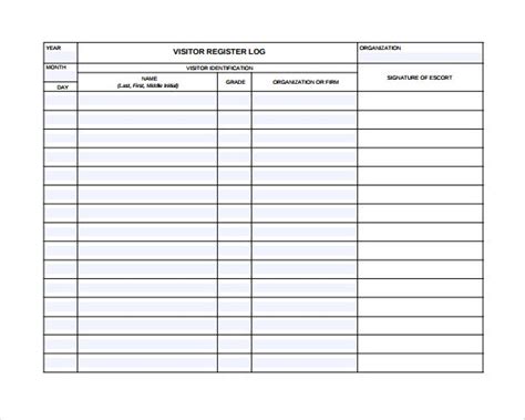 Sample Visitors Log Template - 9+ Free Documents in PDF, Word | Ms word ...