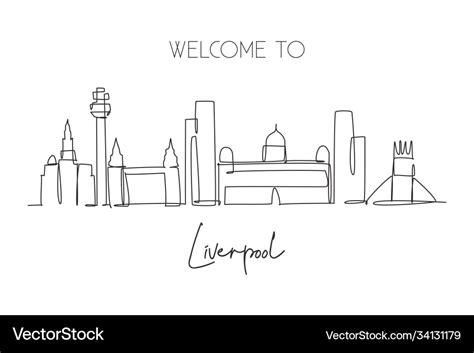 One single line drawing liverpool city skyline Vector Image