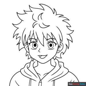 Killua Zoldyck from Hunter x Hunter Coloring Page | Easy Drawing Guides