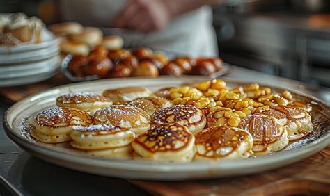 Premium Photo | A pancake tray with pancakes and nuts on it