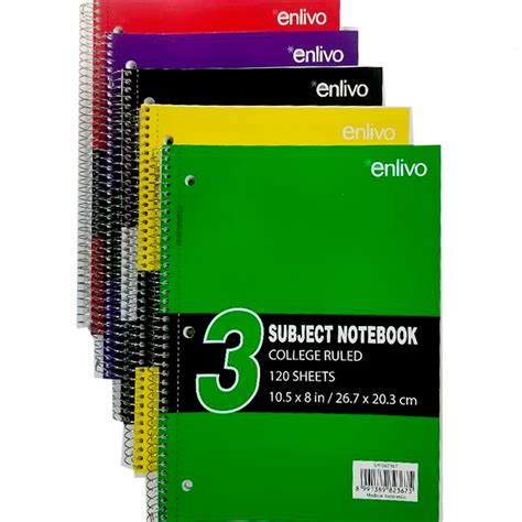 Wholesale Premium 3 Subject Notebook, 120 Sheets (SKU 2321283) DollarDays