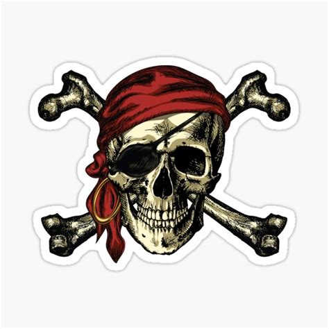 "Pirate Skull & Crossbones Jolly Roger Skull" Sticker for Sale by ...