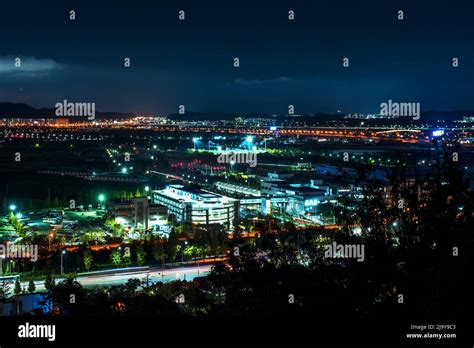 The beautiful night view of airport Stock Photo - Alamy