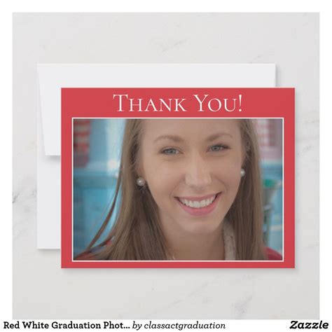 Red White Graduation Photo Thank You | Zazzle.com | White graduation, Graduation photos, Red and ...