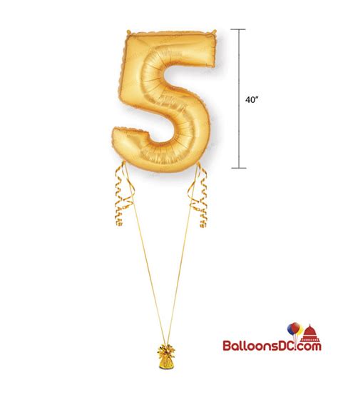 40" Gold Number 5 Megaloon Balloon - BalloonsDC