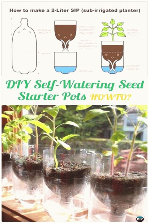 DIY SelfWatering Seed Starter Pots Instructions DIY Plastic Bottle Garden Projects Ideas ...
