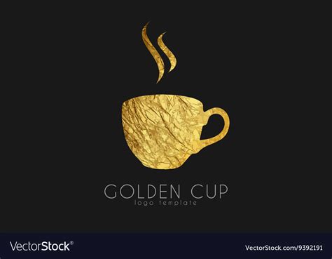 Golden tea cup cup coffee cup logo Royalty Free Vector Image