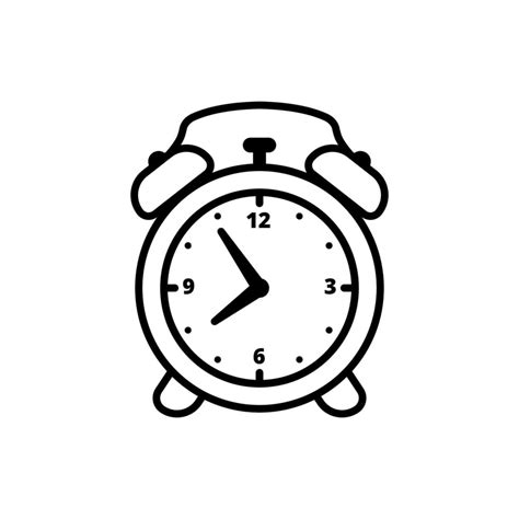 Alarm clock vector illustration with black and white design on isolated background. Alarm clock ...