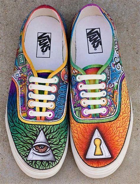 colorful, psychedelic custom Vans | Custom Shoes | Pinterest