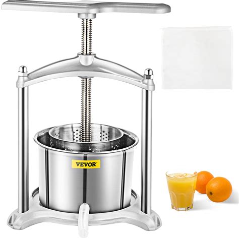 VEVOR Fruit Wine Press, 0.8Gal Wine Press, 3L Fruit Cider Grinder w/ Dual Stainless Steel ...