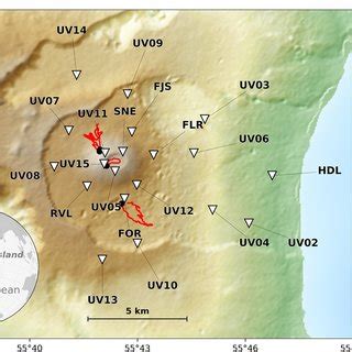 Color‐shaded relief map of the Piton de la Fournaise volcano, located... | Download Scientific ...