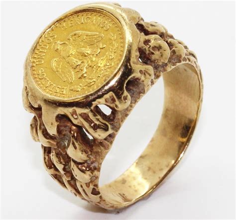 13.4g 14kt Gold Mexican Peso Ring | Property Room