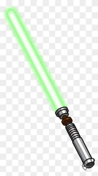 a green light saber is shown on a white background, with no image in it