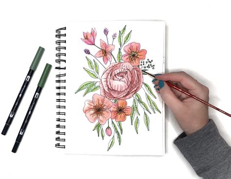 Watercolor Flowers Using Tombow Dual Brush Pens — Brown Paper Bunny Studio