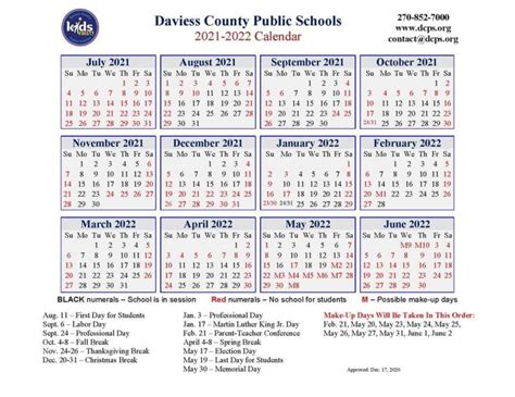 DCPS releases 2021-2022 district calendar | Owensboro Radio