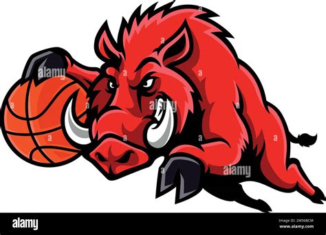 Aggressive Razorback Hog Mascot Playing Basketball Stock Vector Image ...