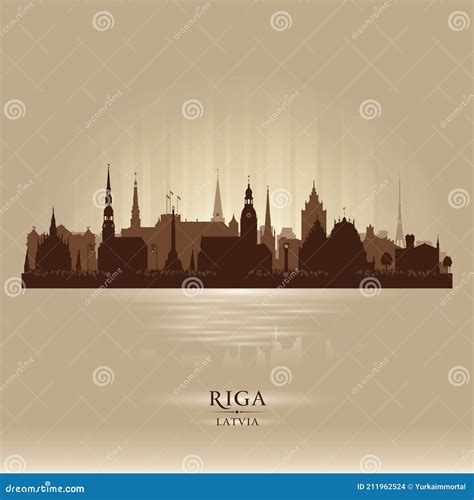 Riga Latvia City Skyline Vector Silhouette Stock Vector - Illustration ...