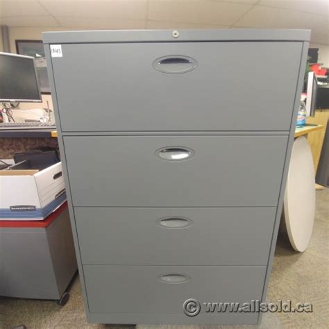 Grey Steelcase 4 Drawer Lateral File Cabinet, Locking w/ key - Allsold ...