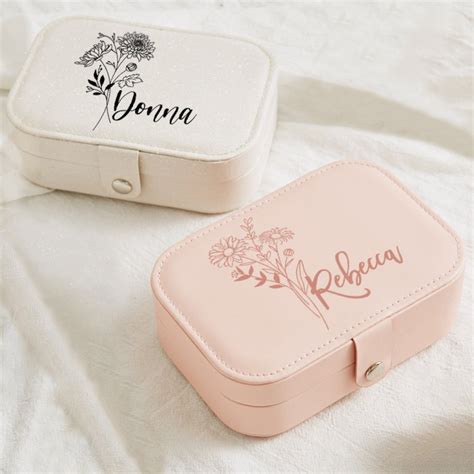 Personalized Name Jewelry Box W Birth Flower, Bridesmaid Gift ...