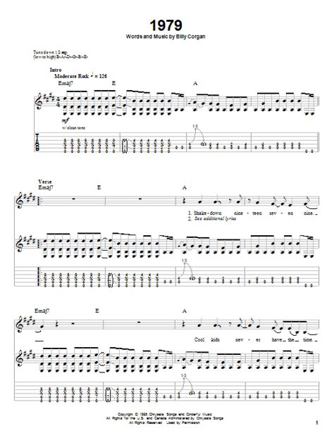 1979 by The Smashing Pumpkins Sheet Music for Guitar Tab at Sheet Music ...