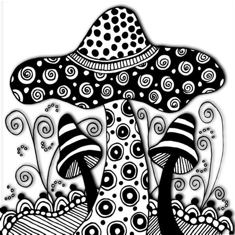 The Curious Garden - Mushroom | Mushroom drawing, Zentangle drawings, Zentangle art