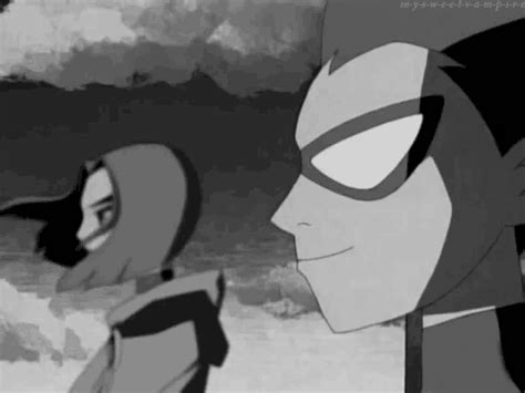 an animated image of two people standing in the water with one person wearing a mask
