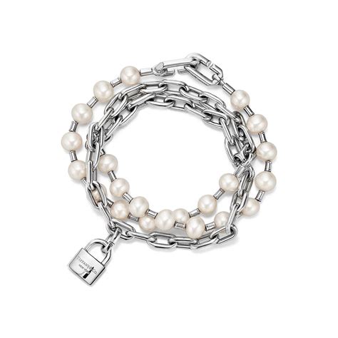 Tiffany HardWear freshwater pearl lock bracelet in sterling silver, medium. | Tiffany & Co ...