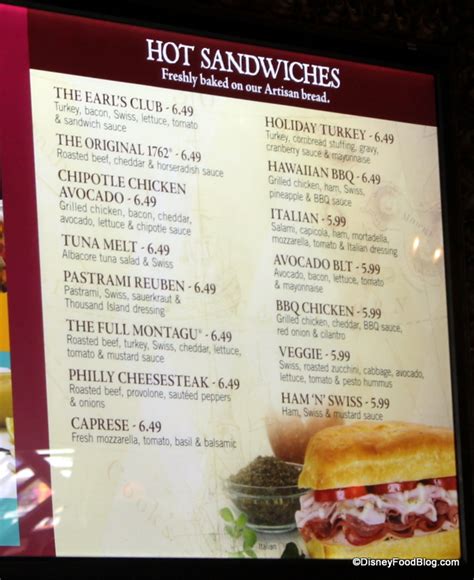 New Earl of Sandwich Menu | Walt Disney World For Grownups