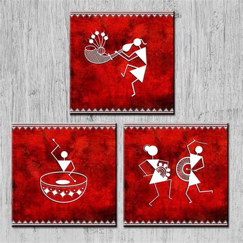 Warli Paintings Ideas | Home Decor | Tribal art designs, Tribal art drawings, Mini canvas art