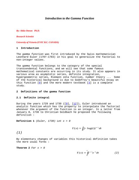 (PDF) Gamma Function