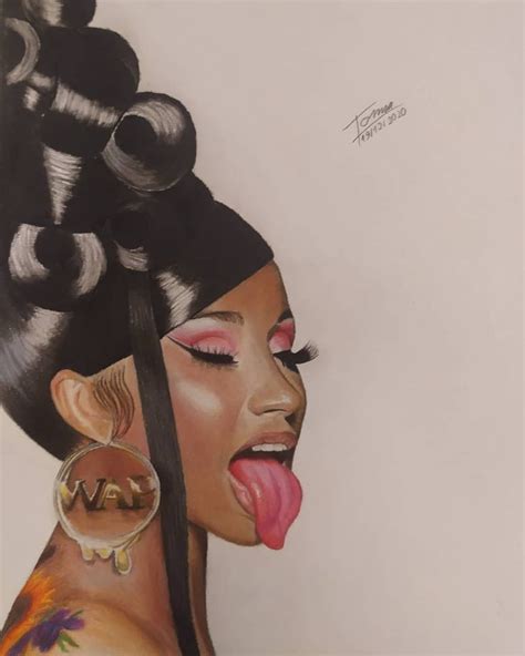 a drawing of a woman with her tongue out