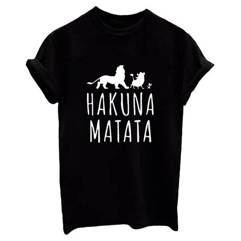 Hakuna Matata Disney T-Shirt Women Short Sleeve Ladies Cotton Top ...